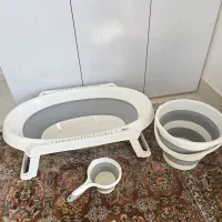 ست سه تکه اکاردئونی حمام با توری وان مخصوص سیسمونی|اسباب و اثاث بچه|کاشان, صنعت|دیوار
