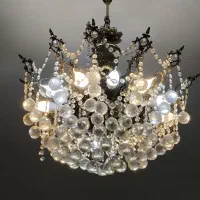 لوستر ۱۶شاخه برنزی کریستالی