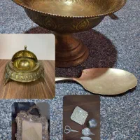 حراج ظروف برنجی سینی شیرینی خوری جا میوه و عتیقه
