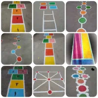 بازی های حیاط پویا. خط کشی زمین جایگاه دانش آموز