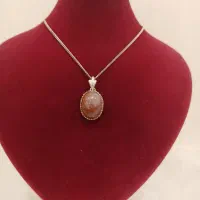 رکاب گردنی نقره 925 همراه با عقیق شجر آتشین