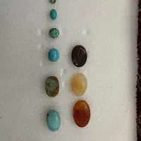 ۶ عدد سنگ انگشتری فیروزه نیشابور و ۳ عدد عقیق خطی