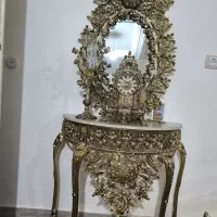 آینه و شمعدان برنجی بوفه ساعت دار برنجی|بوفه، ویترین، کنسول|قیدار, |دیوار