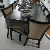 میز ناهارخوری چوبی ۸ نفره استیل و مجلسی