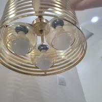 لوستر ۳شعله ابکاری طلایی شهر جم|لوستر و چراغ آویز|جم, |دیوار