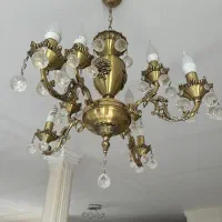 یک جفت لوستر سنگین وزن برنز بهمراه یک جفت دیوارکوب