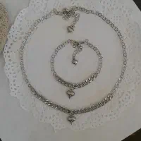 گردنبند دستبند ست زنانه دخترانه استیل