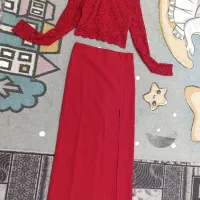 لباس مجلسی دو تیکه سایز۳۶،رنگ قرمز۸۸۰تومن|لباس|باغستان, |دیوار