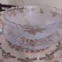 کاسه و بشقاب پذیرایی کریستال ژاپن طرح گل یخ