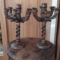 ظروف چوبی و شمعدان چوبی