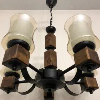 یک جفت لوستر پنج شاخه چوبی