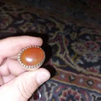 یک انکشتر عقیق پرتقالی نقره925