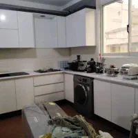 کابینت ام دی اف سفید طوسی گلاسه با گاز و هود