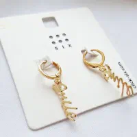 گوشواره حلقه ای آویزدار سمایل با روکش طلا|بدلیجات|کرمان, |دیوار