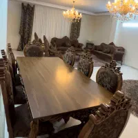 ست مبلمان و ناهارخوری سلطنتی/چوب گردو/مخمل/درحدنو