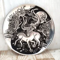 بشقاب قلمزنی شده طرح اهو