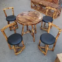 میزگرد غذاخوری چوبی ۴نفره ناهارخوری روستیک