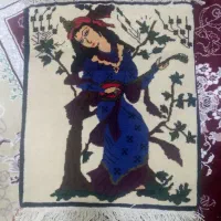 تابلو فرش دستبافت همراه دو عدد دار قالی