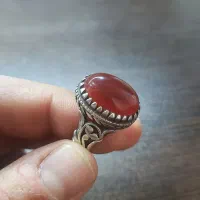 انگشتر رکاب نقره نگین عقیق به فروش می رسد