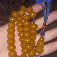 تسبیح کهربا کهنه آلمان تراش خوش دست سایز درشت
