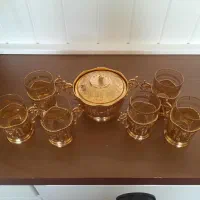 فنجان و قندان برنجی قدیمی|ظروف سرو و پذیرایی|پاکدشت, پاکدشت (مامازند)|دیوار