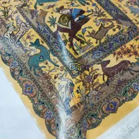 قالیچه تمام ابریشم قم طرح شکارگاه مارکدار|فرش|مشهد, امام رضا (ع)|دیوار