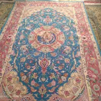 فرش دستبافت گل ابریشم 6 متری تک نقش گل فرنگ نو