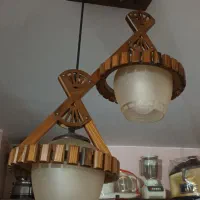 لوستر چوبی زیبا|لوستر و چراغ آویز|گنبد کاووس, |دیوار