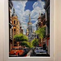 نقاشی رنگ روغن ساختمان زیبا