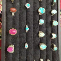 انگشترفیروزه ویاقوت وعقیق