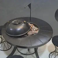 میز آتشدان و نیمکت چوب روس