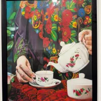 تابلو عطر چای مادربزرگ. مدادرنگی