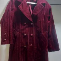 مانتومخمل راه راه زرشکی