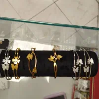 دستبند استیل رنگ ثابت طرح پروانه