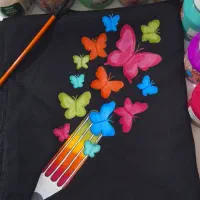 مقنعه نقاشی شده / نقاشی روی مقنعه|لباس|درگز, |دیوار