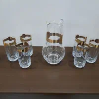 پارچ و لیوان کریستال چک طلا کوب|ظروف سرو و پذیرایی|گرمدره, |دیوار