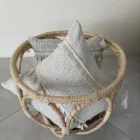 سبد حصیری همراه با دو کوسن