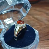 انگشتر نقره سنگین با عقیق یمنی