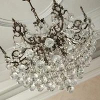 یک جفت لوستربرنجی با آویزهای کریستال اصل چک|لوستر و چراغ آویز|تهران, سعادت‌آباد|دیوار