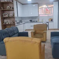 مبل راحتی۸نفره چوب محکم بازسازی اسفنج مخمل سبزآبی
