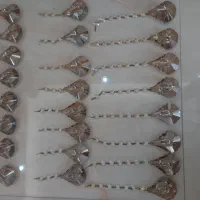 ۱۶ عدد شیشه کریستال لاله لوستر با آویزهای اشکی