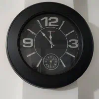 ساعت دیواری مشکی نقره ای دو موتوره