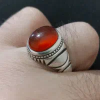 انگشتر عقیق یمن کهنه قرمز یاقوتی رکاب دستساز