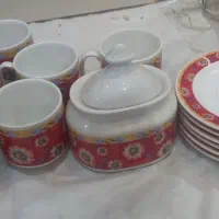 ست فنجان ونلبکی با قندان|ظروف سرو و پذیرایی|رشت, معلولین|دیوار