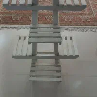 جا گلدانی چوبی پله ای