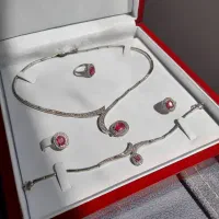 سرویس نقره ایتالیایی جواهری با نگین یاقوت سرخ