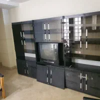 ویترین دکوری  مشکی سه تیکه همراه با تلویزیون