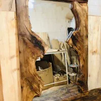 آینه کنسول روستیک چوبی|بوفه، ویترین، کنسول|مشکیندشت, |دیوار