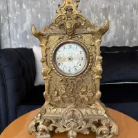 ساعت رومیزی برنزی روکش آب طلا