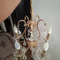 لوستر برنجی ۶شعله همراه اویز و لامپ